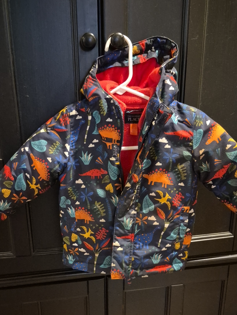 The Children's Place Navy Dino Jacket with Red Lining - Kids